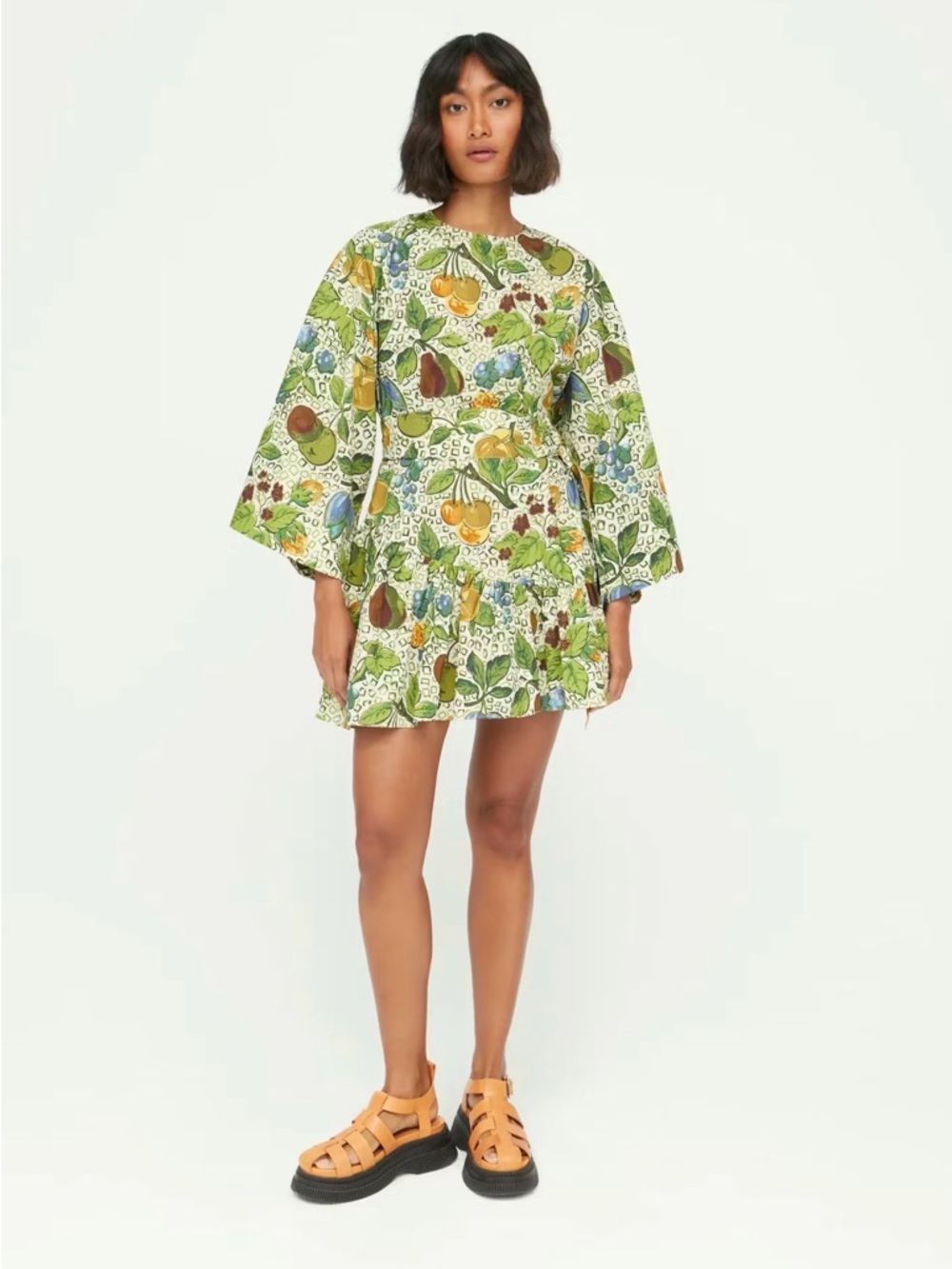 Rhode Highland Orland Tropical Print Long Sleeve Eres Mini Dress Size M